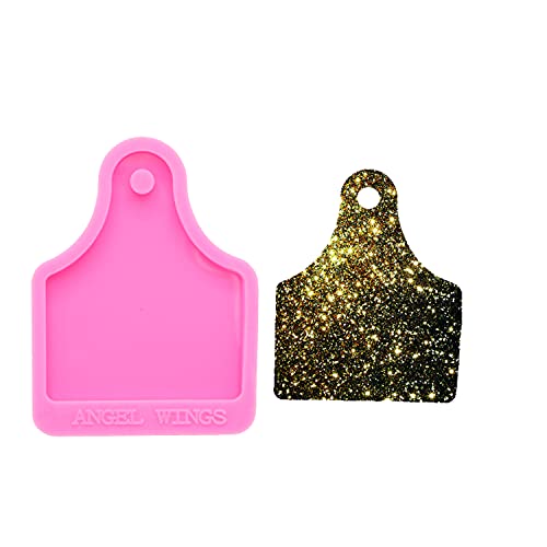 Glänzende glänzende Kuhmarke Form Silikonform Schlüsselanhänger Polymer Ton Form DIY Handgemachte Halskette Epoxidharz Schmuck Silikonform Harz Basteln Formen Tierstil Schlüsselanhänger Form von Angel Wings
