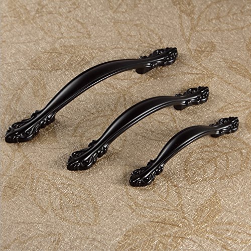 Angela-homestyle™ Vintage Möbelgriffe Antikbeschlag Schubladengriff Möbelgriff Schrankgriff Zierteile Mit Schrauben (Schwarz, 96mm) von Homry