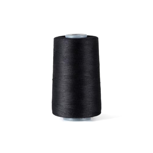 Polyester Nähgarn 5000m – Stärke Nr. 120 – Schwarz, Weiß, Ecru – Reißfest & Farbtreu – Overlock & Industrie-Nähfaden (9999-Schwarz) von AngelicArt