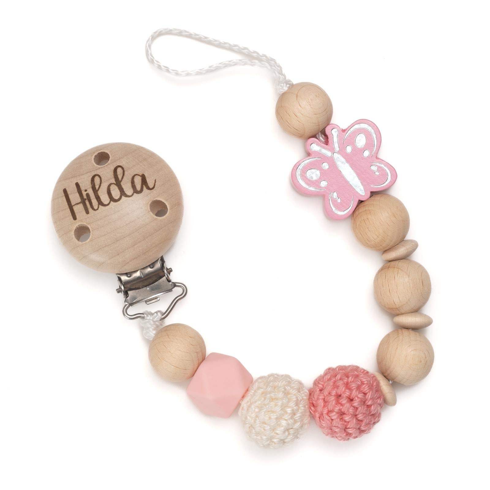 Personalisierte Schnullerkette Mit Gravur - Mit Namen Für Jungen & Mädchen Silikonfigur, Holzperlen, Handgefertigt Personalisierte Schnullerkette Mit Gravur - Mit Namen Für Jungen & Mädchen Silikonfigur, Holzperlen, Handgefertigt von AngelicArtBaby