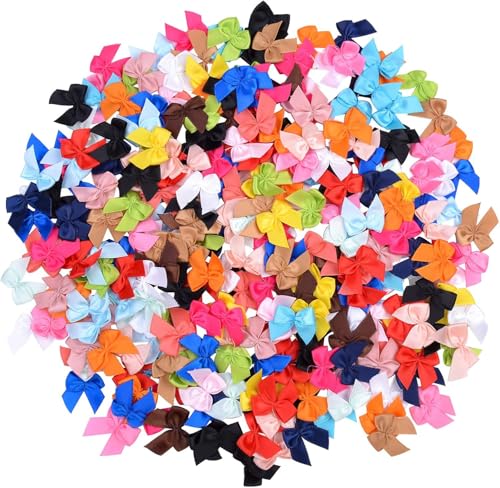 Angelkiss 200 Stück Mini-Satinband-Schleifen, DIY Handwerk zum Nähen von Blumen, Applikationen, Basteln, Dekoration, Haar-Accessoires für Hochzeit Geschenk-Box (mehrfarbig) von Angelkiss