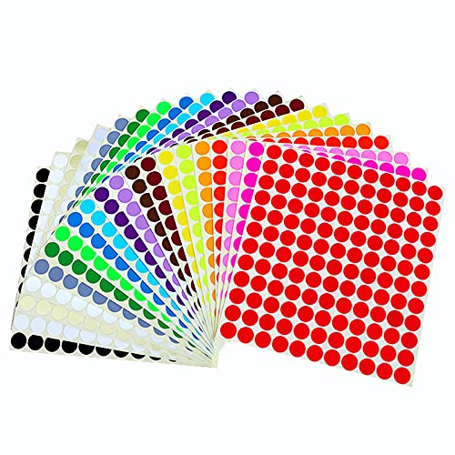 Angelkiss Farbige Punkte,2640 PCS Runde Punkt-Aufkleber 13mm Farbcodierung Etiketten für Home Office Supplies 20 Farben von Angelkiss