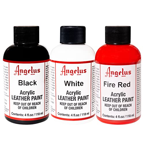 Angelus Acrylfarbe, 113 ml, Schwarz, Weiß und Feuerrot von Angelus