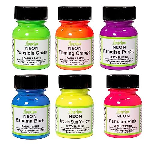 Angelus Neon Acrylfarbe Starter Kit, 6-Pack von Angelus