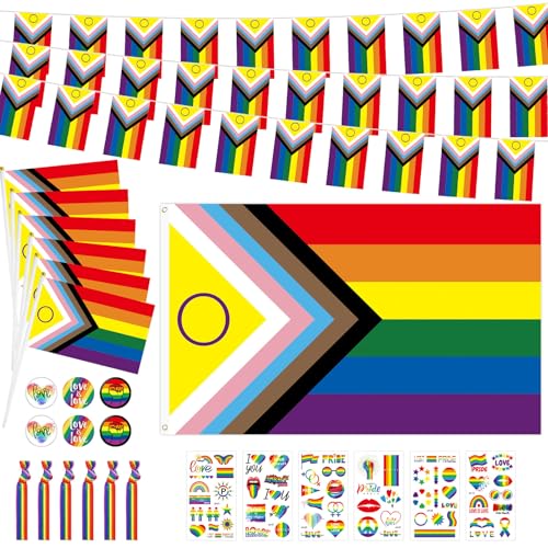 Angenster Pride Day Zubehör Set, einschließlich wasserdicht und wiederverwendbar Stolz Flagge, LGBTQ Zubehör Progressive (26Pcs) von Angenster