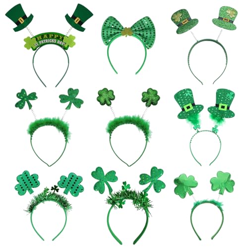 Angenster St. Patricks Day Zubehör, St. Patrick's Day Stirnbänder-Set, grünes Kleeblatt, Haarreifen, irische Foto-Requisiten, Kostüm-Haarschmuck für Kinder und Erwachsene, 9 Stück Angenster St. Patricks Day Zubehör, St. Patrick's Day Stirnbänder-Set, grünes Kleeblatt, Haarreifen, irische Foto-Requisiten, Kostüm-Haarschmuck für Kinder und Erwachsene, 9 Stück von Angenster