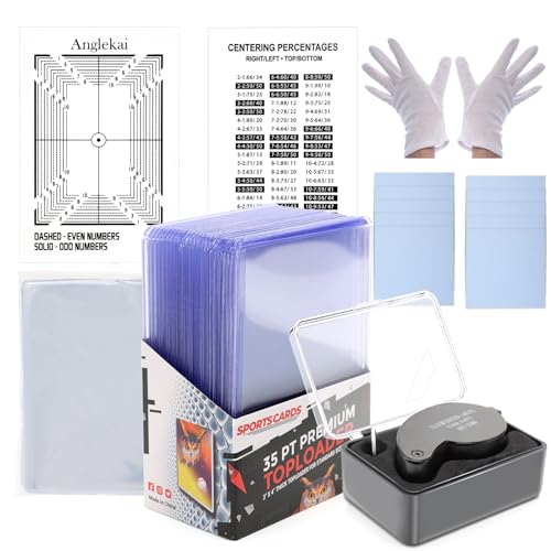 Anglekai 139-teiliges Karten-Bewertungs-Set, Karten-Bewertungs-Zentrierwerkzeug-Set mit Kartenzentrierwerkzeug/Vergrößerungswerkzeug/100P transparente Karten/25P-Kartenhalter/10P Handtuch/weiche Hülle von Anglekai