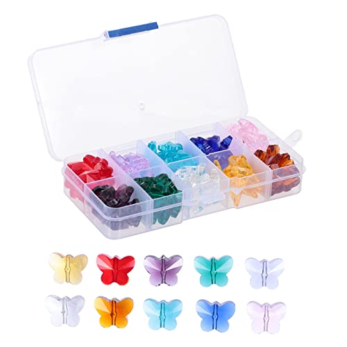 Angoily 1 Box Schmetterlingsanhänger Kristallperlen Bulk Charms Ohrringe Perlen Armbandperlen Facettenperlen Bastelperlen Facettenperlen Halskettenperlen Künstlicher Kristall von Angoily