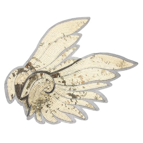 Angoily 1 Paar Gestickter Paillettenaufnäher Engelsflügel für Erwachsene Kostüm gestickte Bling-Flügel Cosplay Stifte goldene Kleidungsaccessoire Stickereiflecken Flicken für Jacken von Angoily