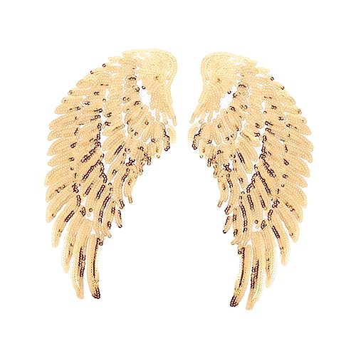 Angoily 1 Paar Pailletten-Flügel-Patch bestickt Stickerei Pailletten Applikationen Rucksack Dekoration bügeleisen Paillettenflicken zum Aufbügeln Kleiderflügelapplikation Polyester Golden von Angoily