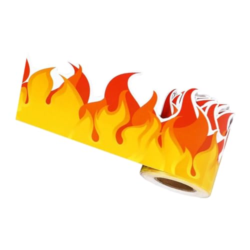 Angoily 1 Rolle DIY Feuerförmiger Wandborder Aufkleber Dekorativer für Klassenzimmer Pinnwände und Vielseitiger und Praktischer Feuerrahmen für Kreative Gestaltungen von Angoily