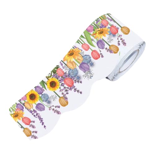 Angoily 1 Rolle Frühlings Dekorationspapier Abziehbare Randverzierung für Pinnwände DIY Sticker für Klassenzimmer und Party Dekorationen von Angoily