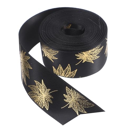 Angoily 1 Rolle Goldbartes Ahornblattband Verpackung dünn Party Bogen gemustertes Band Blattbandbesatz gestaltetes Geschenkband Bugdruckband Bänder zum Basteln Polyester Schwarz Angoily 1 Rolle Goldbartes Ahornblattband Verpackung dünn Party Bogen gemustertes Band Blattbandbesatz gestaltetes Geschenkband Bugdruckband Bänder zum Basteln Polyester Schwarz von Angoily