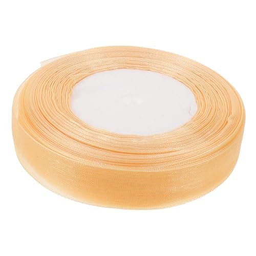 Angoily 1 Rolle Leichter Goldgarngürtel Verpackung Stoffband Seidenband Bänder zum Verpacken wickeln Band zum Basteln dekoratives Band Wickelband Blumenbanddekoration Chiffon Golden von Angoily