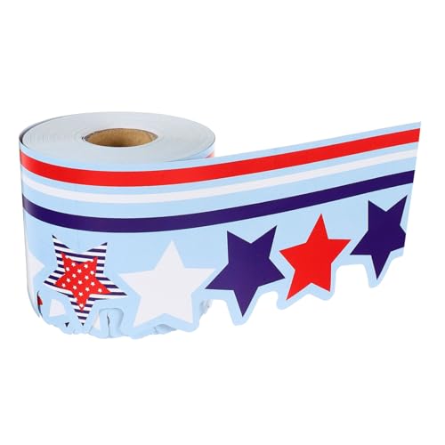 Angoily 1 Rolle Pentagramm-Aufkleber bulletin board borders office party indpendence day decor Wohnkultur Wanddekoration Stern-Randaufkleber auswechselbares Randpapier beschichtetes Papier von Angoily