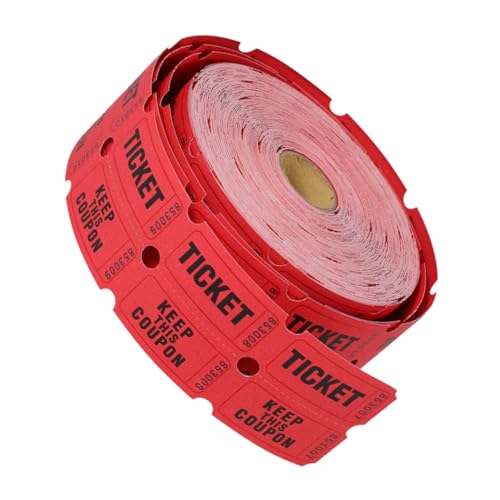 Angoily 1 Rolle Spielticket coupon gutscheinheft Konzerttickets gutschrine Eintrittskarte für Veranstaltungen Doppeltickets Tickets Etiketten Eintrittskarten für den Unterricht Papier rot von Angoily