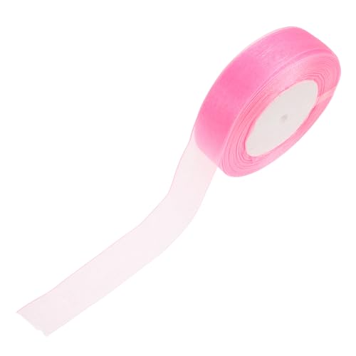 Angoily 1 Rolle Verpackungsband Bandhalsband Breites Tüllband Werkzeugband Blumensträuße, Die Bänder Einwickeln Valentinstag Bänder Bastelbänder Einwickeln Valentinsband Rosa Chiffon von Angoily