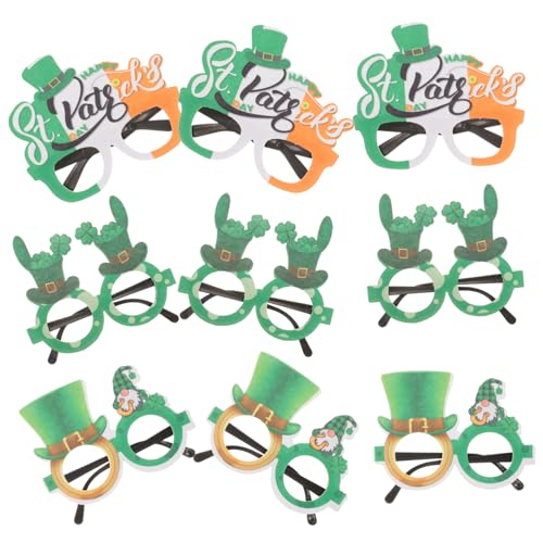 Angoily 1 Satz 9-Teilig Santa Papierbrille für Kleeblatt-Brille Dekorationen Heilige lustig schnapsgläser Partybrille Party -Requisiten Partyzubehör st. Patricks Day Brille von Angoily