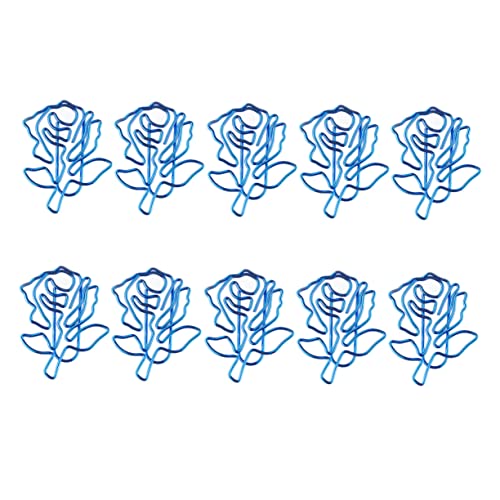 Angoily 1 Satz Blaues Rosen Design Papierklammern Set Büroklammern Für Dokumente Notizen Karten Kreative Und Elegante Büroaccessoires Für Schule Und Büro 10 Stück von Angoily