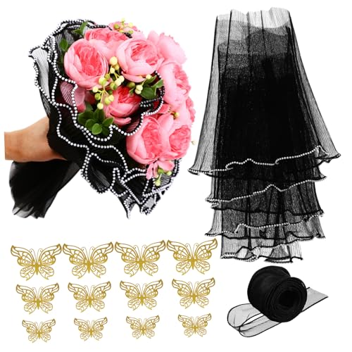 Angoily 1 Satz Blumenverpackungsset Blumenpapier Hochzeitsmittelstücke Für Tische Bausätze Blumennetzverpackung Band Für Blumenstrauß Blumenwickelnetz Einwickelpapier Aus Mesh Perlen Garn von Angoily