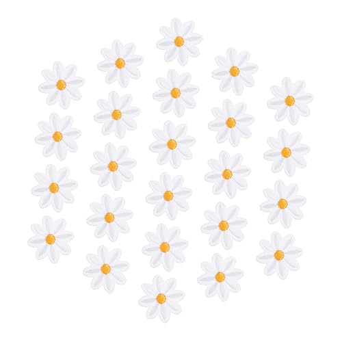 Angoily 1 Satz Daisy Blüten Aufnäher Bügelflicken Für Kleidung Taschen Und Jeans Bestickte Applikationen Zum Aufbügeln Diy Dekoration Und Reparatur 30 Stück von Angoily