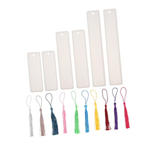 Angoily 1 Satz Diy Buchzeichen Silikonformen Set mit Quaste Teiliges Set für Kreative Lesezeichen und Anhänger Epoxidharz für Handgefertigte Kunstwerke und Bastelprojekte von Angoily