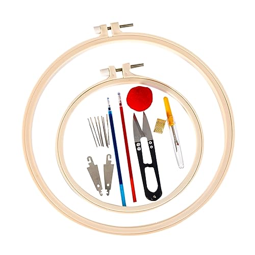 Angoily 1 Satz Diy Stickerei Set Komplettes Kit mit Stickrahmen und Werkzeug für Kreuzstich und Handarbeit für Anfänger und Bastelfreunde Zufällig Ausgewählter Sticknadeln von Angoily