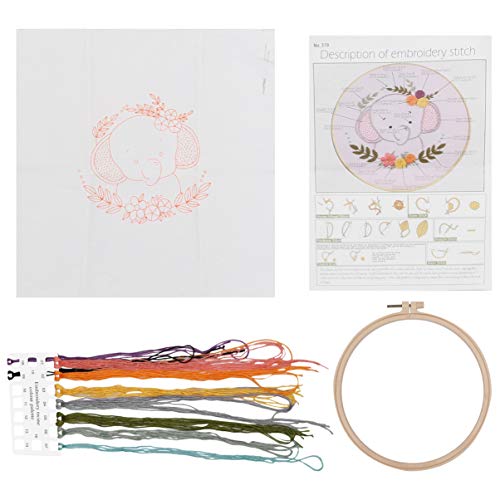 Angoily 1 Satz Diy Stickerei für Anfänger Komplettes Materialpaket mit Stickrahmen und Anleitung für Kreative Frauen und Kunsthandwerk Strapazierfähigem Baumwollmaterial von Angoily