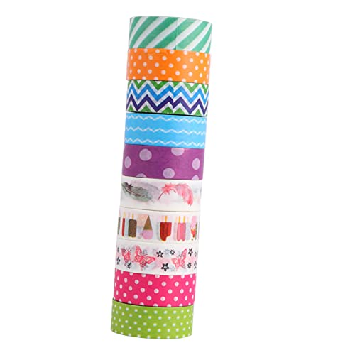 Angoily 1 Satz Diy Washi Klebeband Stilvolle Dekorative Papierbänder Für Notizbuch Scrapbooking Und Kreative Projekte Farbige Handreißbare Bänder Für 10 Rollen von Angoily