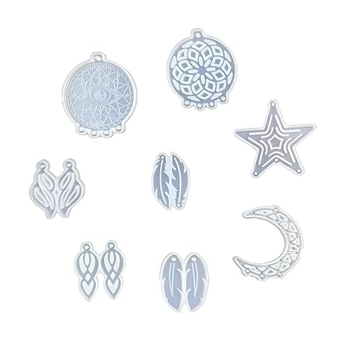 Angoily 1 Satz Dream Catcher Silikonformen Set Teiliges Diy Bastelset Für Epoxidharz Gießformen Für Wanddeko Mit Mond Und Sternmotiven Einfach Zu Entformen Und Hautfreundlich 8 Stück von Angoily