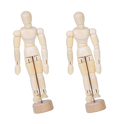 Angoily 1 Satz Gemeinsame Puppe Heimbüro Männchen Zeichnungsfigurenmodell Holz 2 Stück von Angoily