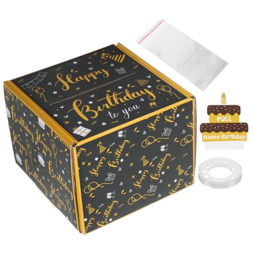 Angoily 1 Satz -Geschenkbox boxen Geburtstagsgeld herausziehen mit für Gruß Geldkuchenspender Bargeld zum Geburtstag abheben Papier Black von Angoily