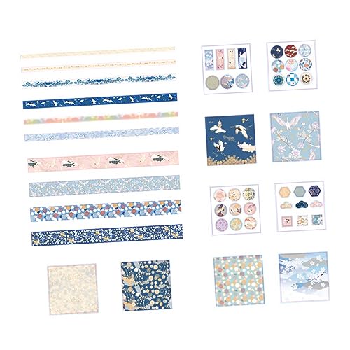 Angoily 1 Satz Gold Washi Tape mit Crane Motiven Selbstklebende Scrapbooking Tapes für Journaling Basteln und Dekoration Hochwertige Leicht Abreißbare Klebebänder Washi von Angoily