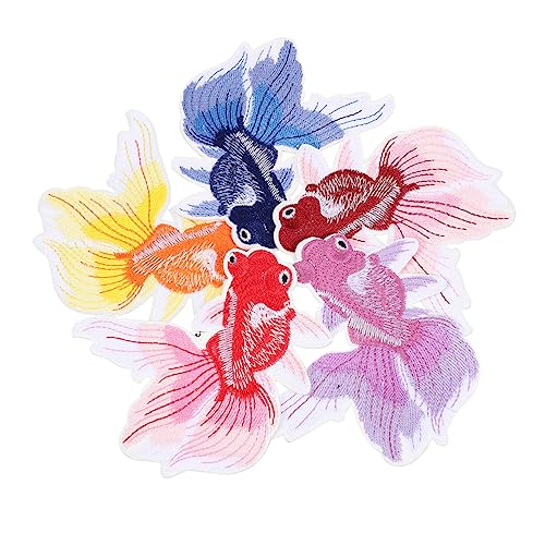 Angoily 1 Satz Goldfisch Patches Aufbügler Für Diy Dekoration Reparatur Von Kleidung Taschen Schuhen Farbenfrohe Bestickte Applikationen Für Kreative Projekte 5 Stück von Angoily
