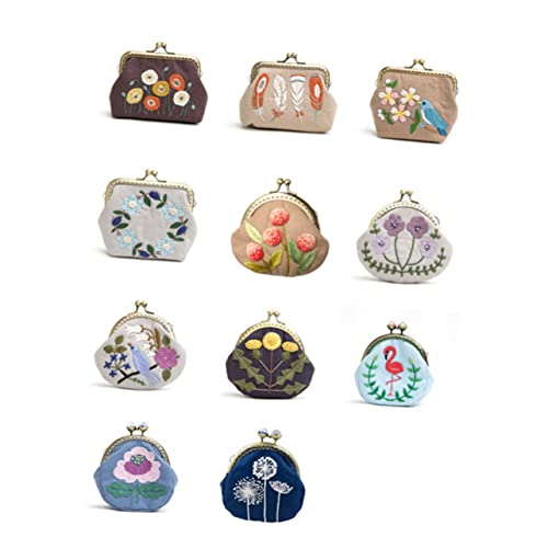 Angoily 1 Satz Handgemachtes Stickset für Anfänger DIY Bestickte Münztasche mit Werkzeugen und Zubehör für Frauen und Komplettes für Projekte und Besondere von Angoily