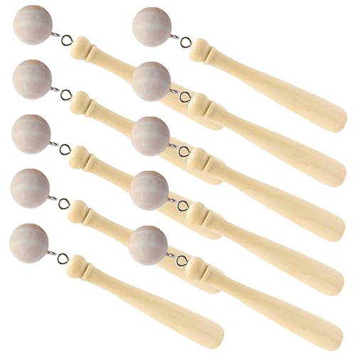 Angoily 1 Satz Holz Baseballschläger Schlüsselanhänger Charms Teiliges mit Holzperlen Dekoration für Taschen Schlüssel und Mehr für Sportliebhaber von Angoily