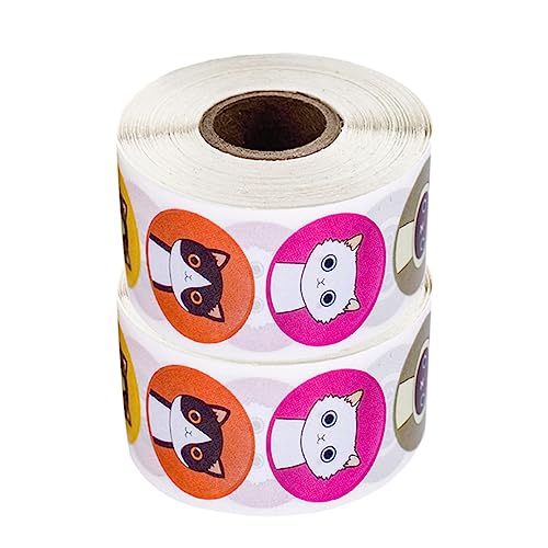 Angoily 1 Satz Katzen Aufkleber Diy Dekorative Etiketten Mit Niedlichem Katzenmuster Für Geschenkanhänger Bastelprojekte Hochzeitseinladungen Und 2rollen von Angoily
