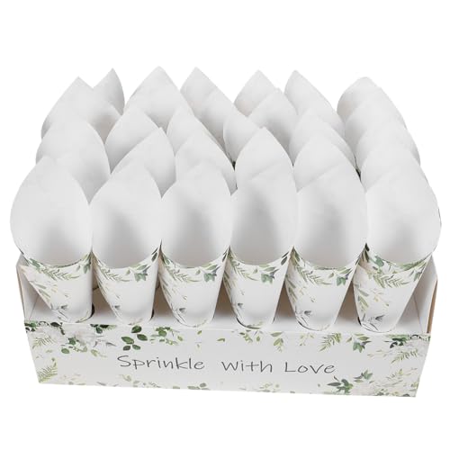 Angoily 1 Satz Konfetti -Kegelbox Gefälligkeiten für Hochzeitsfeiern Inhaber Hochzeitsdekoration Kegelhalter Strauß Bonbontüten aus Papier Konfetti Blütenblätter Weiß von Angoily