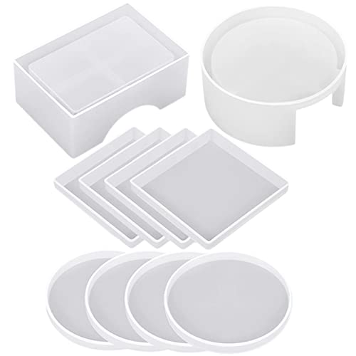 Angoily 1 Satz Kristall Drop Coaster Set Untersetzer LED Formen zur Herstellung von Harz Harzprojektform Silikonformen für Epoxidharz Silikonform für Harz Epoxidharzzubehör Kieselgel Weiß von Angoily