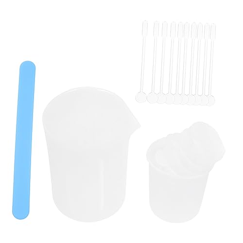 Angoily 1 Satz Kristall Epoxidharz Silikon Messbecher Set mit Rührstäbchen Teiliges Set für Diy Projekte Messbecher Mischbecher Rührlöffel Leicht zu Reinigen Lagern von Angoily