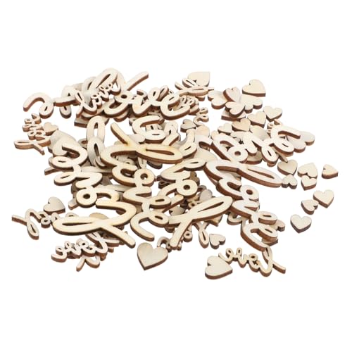 Angoily 1 Satz Liebe Hackschnitzel Liebesbriefe Herzen Glücklich Mini Herzstück Tischdekoration Groß Braut- Chip Engagement Rezeption Ausgeschnitten Ästhetisch Party Holz Beige 100 Stück von Angoily