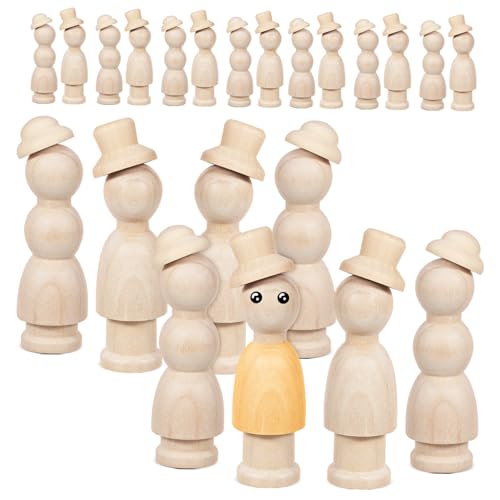 Angoily 1 Satz Malerei Handwerk für Peg-Puppen realistisch Kleinkinder unfertige Peg -Leute Holzfiguren zum Basteln Holzpflock-Familie Familienfiguren aus Holz Leere Figuren Muhe Beige von Angoily
