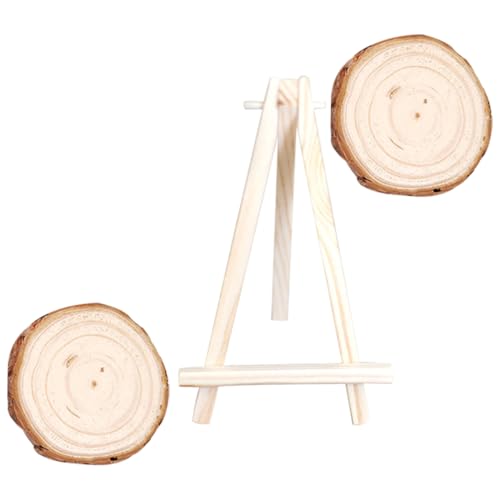 Angoily 1 Satz Protokollstücke Requisiten Bild steht für Anzeige Staffelei stehen DIY-Ornamente Miniatur Zeichenständer leer Holzscheibe und Ständer unfertige Holzscheiben von Angoily