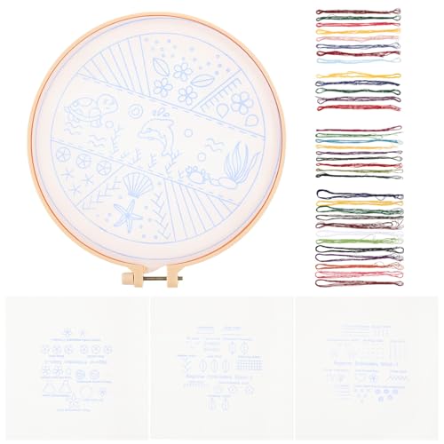Angoily 1 Satz Stickerei Kit für Anfänger Teiliges Diy Stickset mit Hochwertigem Stickrahmen und Zubehör für Unterwasser Muster für Junge und Hobbyisten von Angoily