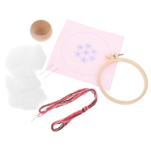 Angoily 1 Satz Stickmaterialpaket Rundes Nadelkissen Nähnadelhalter Nähnadelkissen Nadelhalter nähen Nadelkissen zum Nähen niedlich Kissen für Nadeln Stickerei-Nadelkissen Buche rot von Angoily