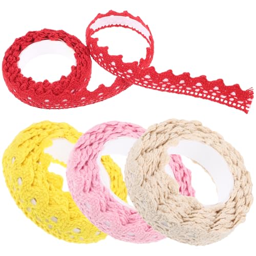 Angoily 1 Satz Teiliges Baumwoll Spitzenband Dekoratives Klebeband Mit Lochmuster Für Diy Projekte Scrapbooking Und Partys Und Sicher Und Geruchlos Für Kreative Bastelarbeiten 4 Stücke von Angoily