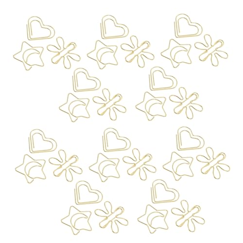 Angoily 1 Satz Teiliges Goldene Büroklammern Dekorative Metallklammern Für Diy Notizen Und Fotos Kreative Formen Herz Blume Stern Für Büro Und Zuhause 30 Stück von Angoily