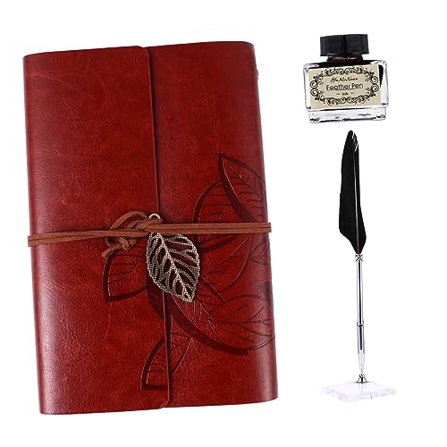Angoily 1 Satz Teiliges Retro Federdip Stift mit Notizbuch und Stifthalter Schreibwaren für Kreative Notizen Verschenken von Angoily