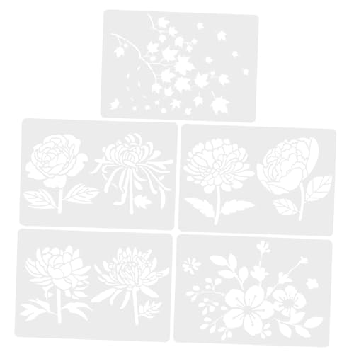 Angoily 1 Satz Teiliges Set Wiederverwendbare Blumen Schablonen Für Diy Malerei Und Zeichnen Für Kreative Kunstprojekte Und Wandgestaltung 5 Stück von Angoily