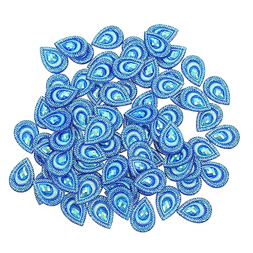 Angoily 1 Satz Tropfenförmiger Dekorativer Diamant Reiz Strasssteine ​​nähen Körper Cabochon Braut- Edelsteine ​​zum Basteln Bausatz Funkeln Träne Pfau Kleidung Schleife Blau Blue Harz von Angoily